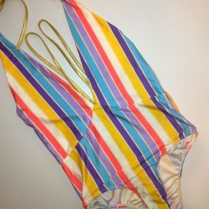 Vintage low cut one piece swimsuit